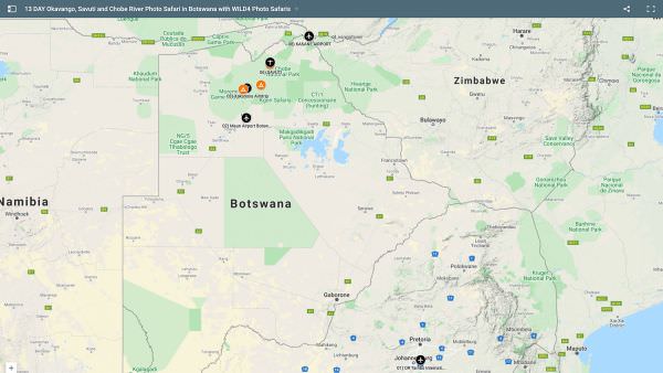 Okavango Delta, Savuti & Chobe River Photo Safari - July | Aug 2024 Map