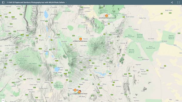 Ol Pajeta & Samburu Photo Safari - November 2022 Map