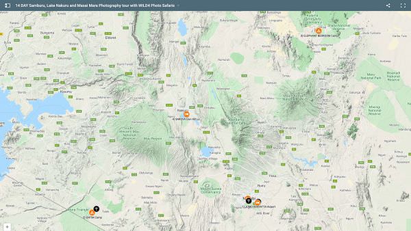 Samburu, Lake Nakuru & Masai Mara Photo Safari - Oct | Nov 2022 Map