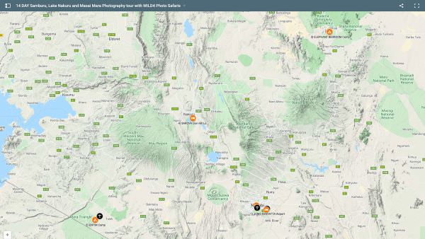 Samburu, Lake Nakuru & Masai Mara Photo Safari - Nov 2024 Map