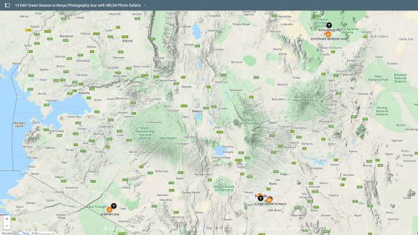 Green Season Samburu & Masai Mara Photo Safari - November 2024 Map