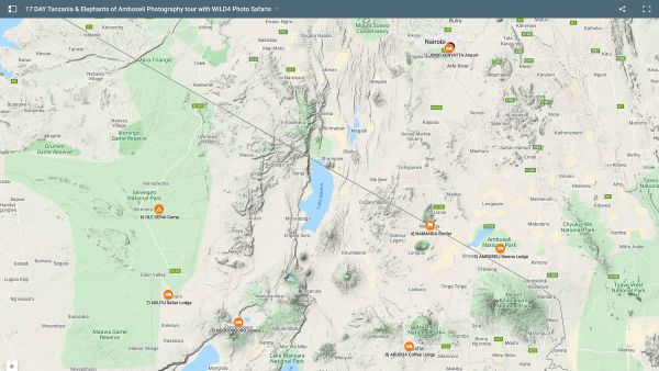 Amboseli, Ngorongoro Crater, Serengeti & Ndutu - March 2024 Map