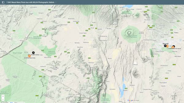 Masai Mara 7 day Photo Safari - March 2023 Map