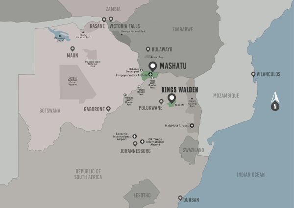 Mashatu / Kings Walden Filming Safari - May 2026 Map