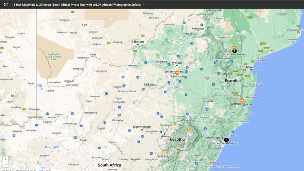 MalaMala and Zimanga Photo Safari - July 2025 Map