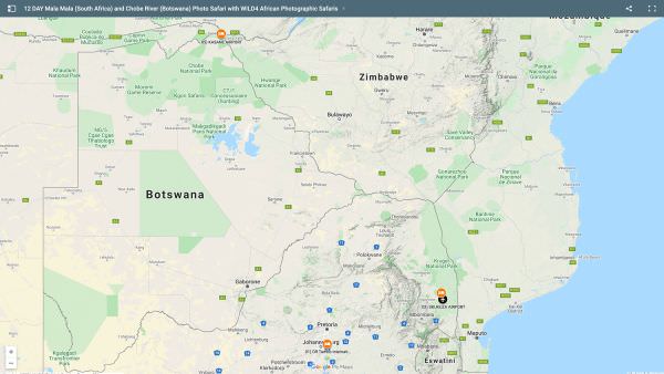 MalaMala & Chobe River Photo Safari - September 2024 Map