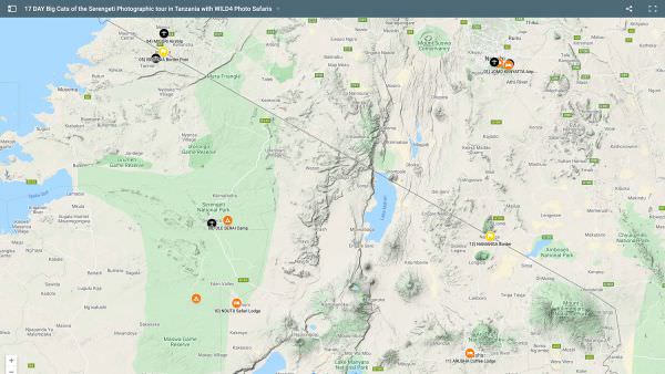 Big Cats of the Serengeti Photo Tour - Oct 2024 Map